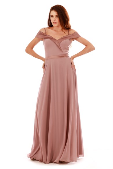 Carmen Vizon Prenses Yaka Uzun Abiye Elbise